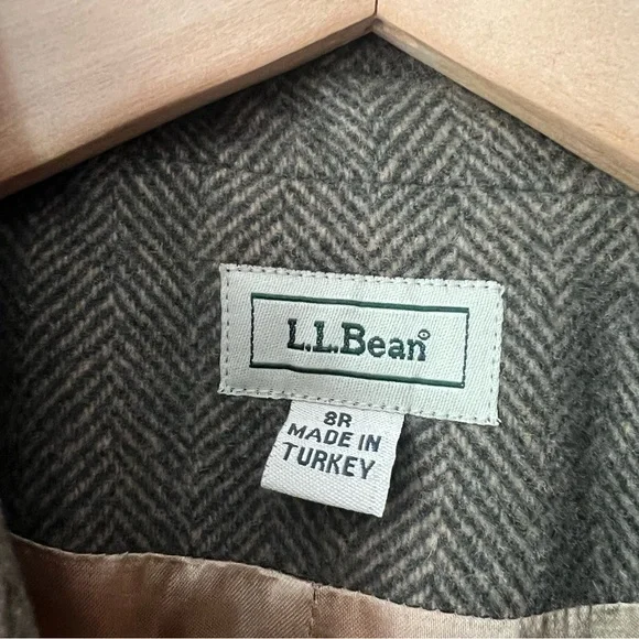 L.L. Bean Vintage Wool Cashmere Herringbone Blazer, Size 8R - Picture 2 of 8